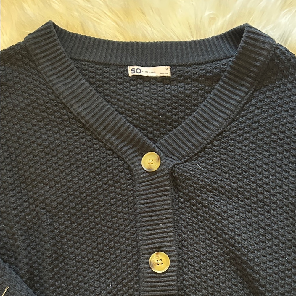 SO Black Knit Button-Up Cardigan - Picture 2 of 3